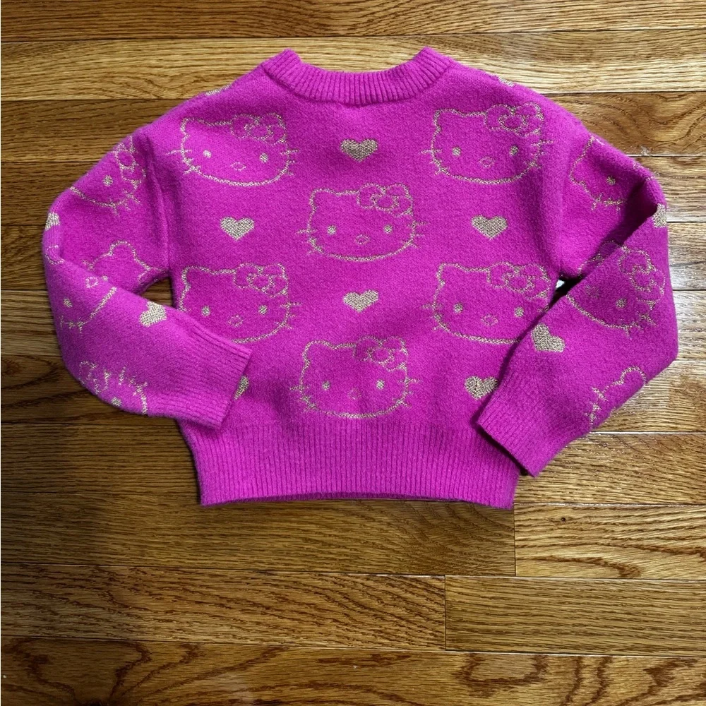 Hello Kitty Pink Metallic Lurex Holiday Sweater Size XS(4-5)